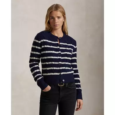 Striped Cable Wool-Cashmere Cardigan offers at £269 in Ralph Lauren