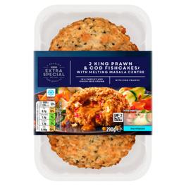 2 King Prawn & Cod Fishcakes with Melting Masala Centre offers at £2.8 in Asda