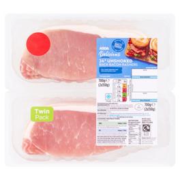 Delicious 24 Unsmoked Back Bacon Rashers 2 x 350g (700g) offers at £4.5 in Asda