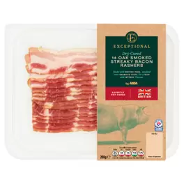 14 Dry Cured Oak Smoked Streaky Bacon Rashers 200g offers at £3.25 in Asda