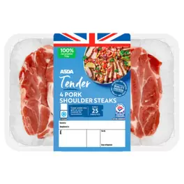 Tender 4 Pork Shoulder Steaks offers at £4 in Asda