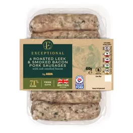 Roasted Leek & Smoked Bacon Pork Sausages 400g offers at £3 in Asda