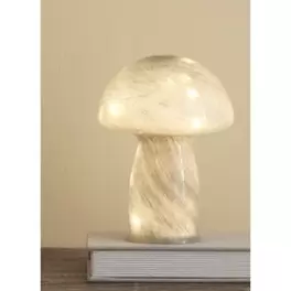 Grey Glass Mushroom Portable Table Lamp offers at £12 in Asda