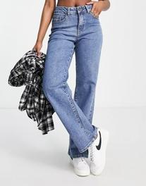 Object cotton wide leg dad jeans in mid blue wash - MBLUE offers at £87.99 in ASOS