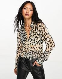 ASOS DESIGN long sleeve soft shirt in mixed animal scarf print offers at £14 in ASOS