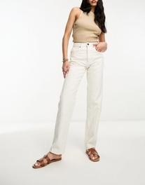 Cotton On mid rise long straight leg jean in white denim offers at £16 in ASOS