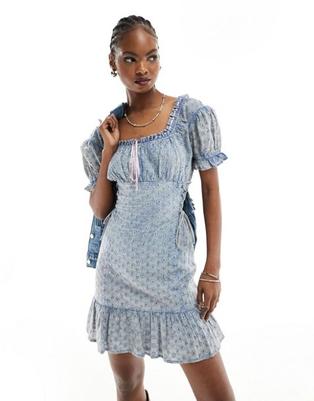 Reclaimed Vintage broderie mini western cowgirl dress offers at £54.99 in ASOS