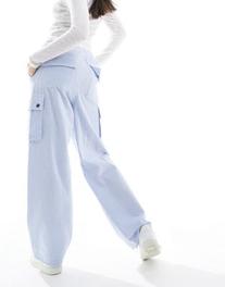 Obey cotton seersucker stripe cargo trouser in blue offers at £115 in ASOS