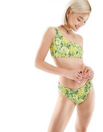 Reclaimed Vintage hipster bikini bottom in yellow blurred floral print offers at £17.99 in ASOS