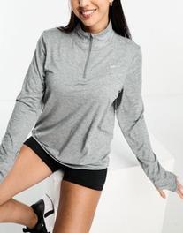 Nike Running Swift Dri-Fit element half zip long sleeve top in grey offers at £59.99 in ASOS