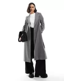 New Look formal belted coat in herringbone grey offers at £64.99 in ASOS