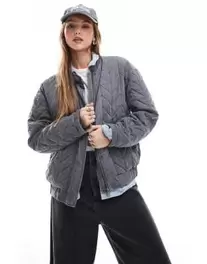 ONLY quilted bomber jacket in washed grey offers at £65 in ASOS