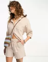 ONLY cheesecloth shorts co-ord in beige offers at £26 in ASOS