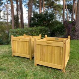 Square Wooden Planters in Tan (Set of 2) offers at £54.99 in B&Q