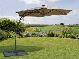 Garden Store Direct 2.7m Garden Parasol Sun Shade Hanging Umbrella Cantilever with Easy Up Function - Cappuccino offers at £69.95 in B&Q