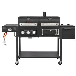 CosmoGrill Duo Dual Fuel Black Gas and Charcoal Barbecue with Wheels Cast Iron Grates Offset Smoker offers at £339.99 in B&Q