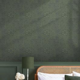 William Morris Fiborous Green Marigold Metallic Wallpaper offers at £60 in B&Q