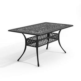 Black Vintage Rectangular Cast Aluminum Outdoor Bistro Dining Table with Umbrella Hole 150 cm offers at £285 in B&Q