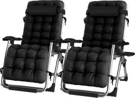 Pair of Luxury Gravity Garden Sun Lounger / Relaxer Chair with Cushion - Black offers at £139.99 in B&Q