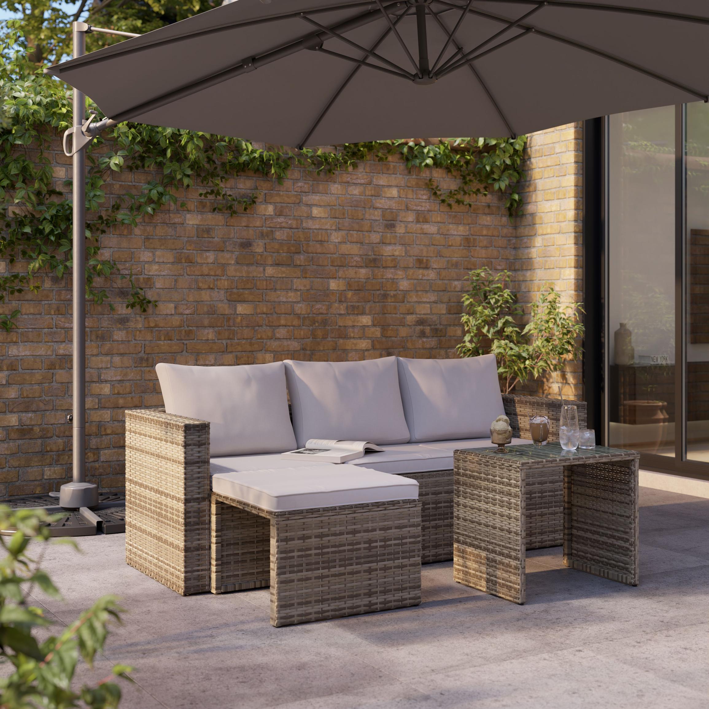 Cony Light brown Rattan effect 3 Seater Coffee table set offers at £275 in B&Q