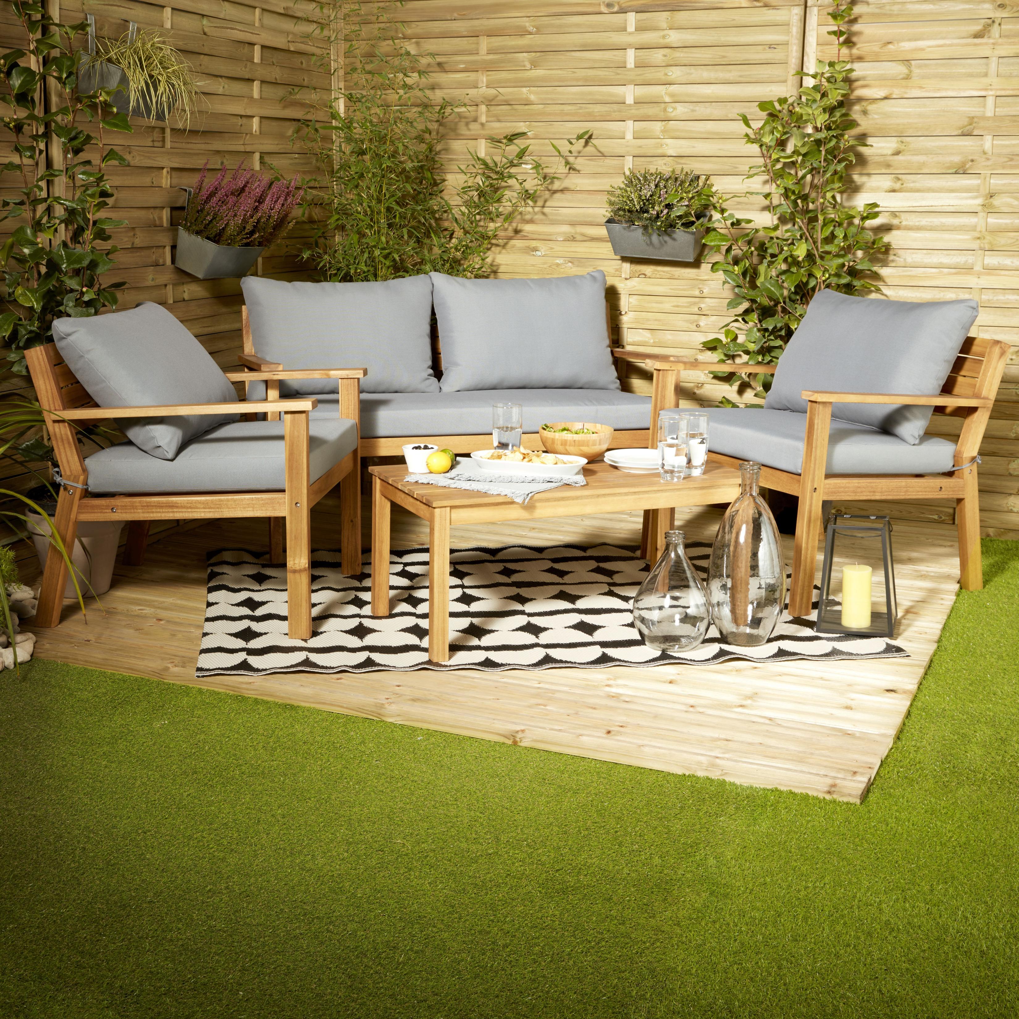 GoodHome Denia Wooden 4 seater Coffee set offers at £198 in B&Q