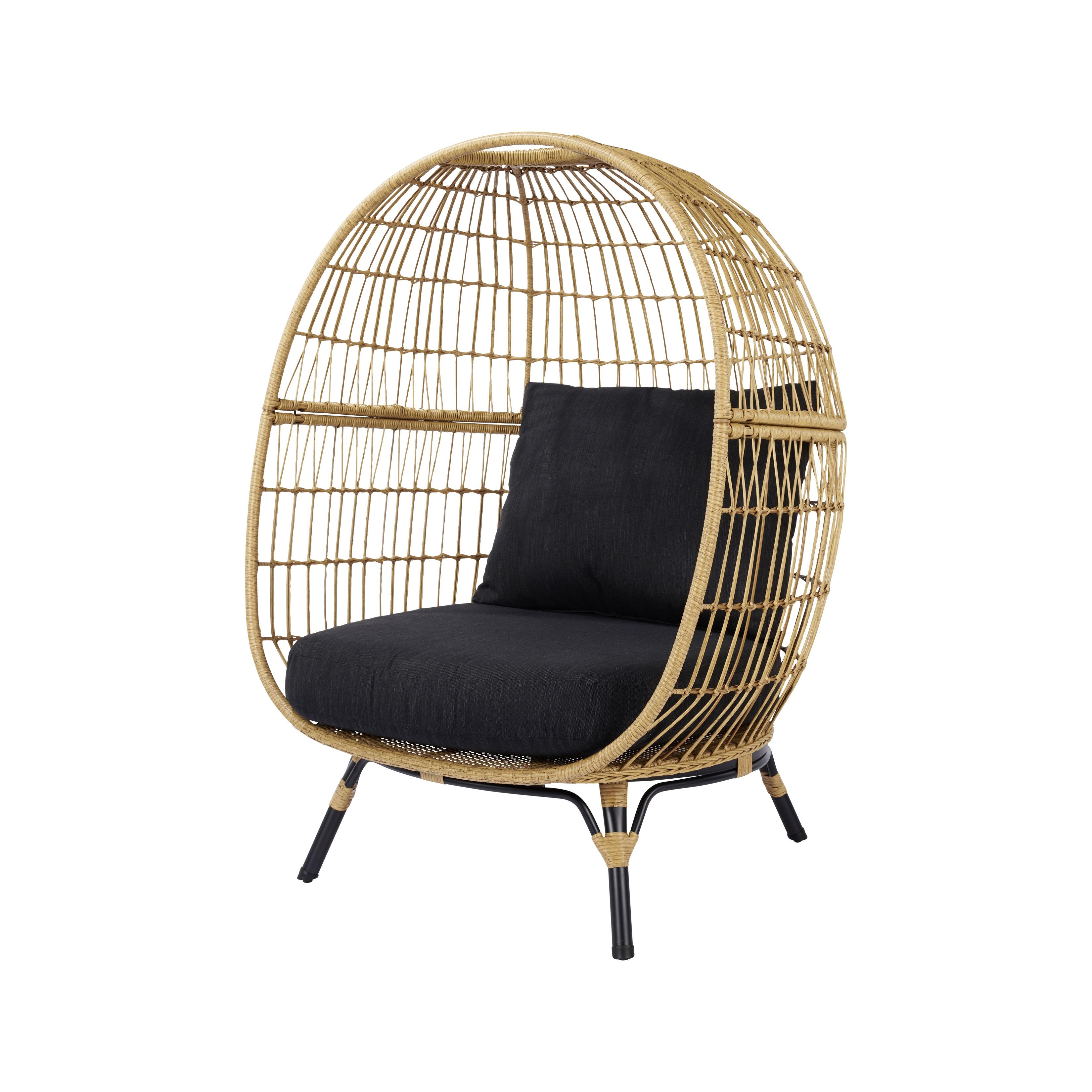 GoodHome Apolima Brown & Ebony Black Rattan effect Egg chair offers at £350 in B&Q