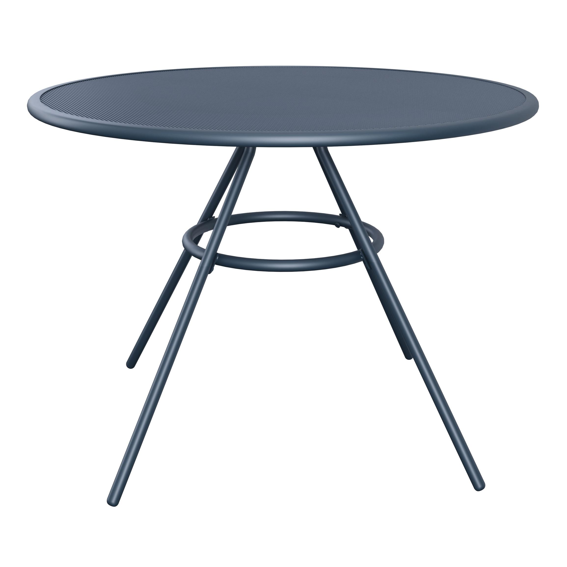 GoodHome Kilifi Midnight navy Metal 4 seater Round Dining table offers at £98 in B&Q