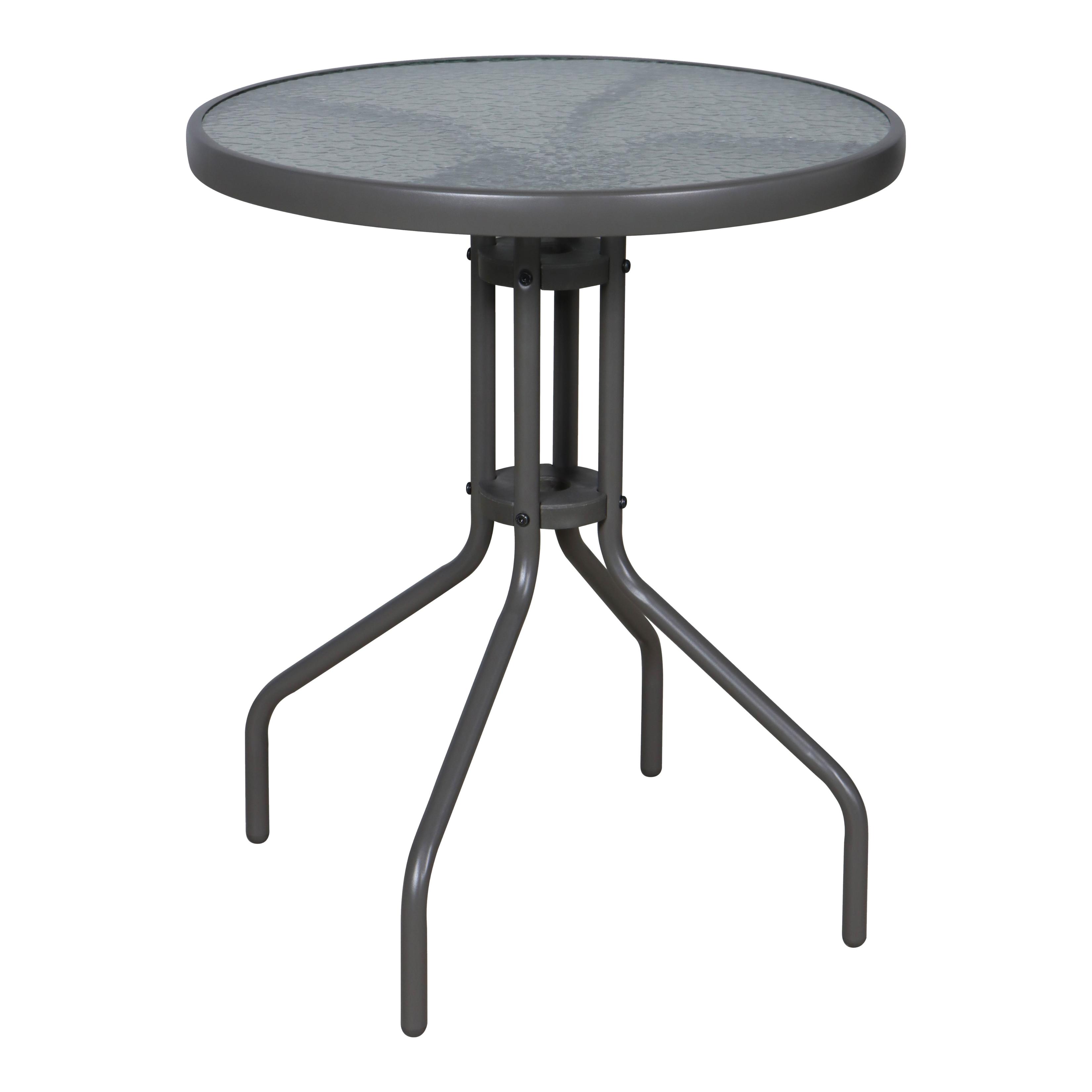 GoodHome Bari Brown 2 seater Round Bistro table with Tempered Glass Tabletop offers at £20 in B&Q