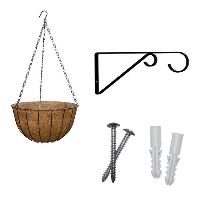 Panacea Basic Black Round Coco liner & metal frame Hanging basket, 35cm offers at £6 in B&Q