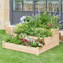 Yaheetech 3 Tier Raised Garden Bed Fir Wood Planter for Flowers Vegetables offers at £53.99 in B&Q