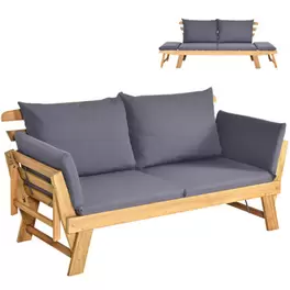 Costway Outdoor Daybed Patio Convertible Couch Sofa Bed Wood Folding Chaise Lounge Bench offers at £258.95 in B&Q