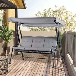 Outsunny Outdoor 3-person Porch Swing Chair Garden Bench, Grey offers at £318.99 in B&Q