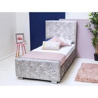 Beaumont Velvet Storage Fabric Bed - Crushed Silver/Single offers at £179.99 in Beales