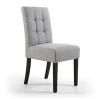 Moseley Stitched Waffle Linen Effect Silver Grey Dining Chair In Black Legs Set Of 2 offers at £175 in Beales