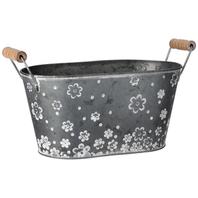 Zinc Planter Oval Shape With Wire & Wood Handles offers at £7.99 in Beales
