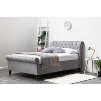 Lambeth Grey Velvet Sleigh Storage Ottoman Bed offers at £329.99 in Beales
