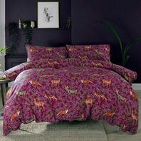 Deyongs Fox & Deer  Printed Cotton Duvet Cover Set - Mulberry offers at £14.99 in Beales