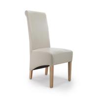 2 x Krista Roll Back Bonded Leather Ivory Dining Chairs offers at £260 in Beales