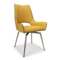 Mako Swivel Leather Effect Yellow Dining Chair Set Of 2 offers at £300 in Beales