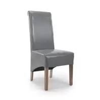 2 x Krista Roll Back Bonded Leather Grey Dining Chairs offers at £270 in Beales