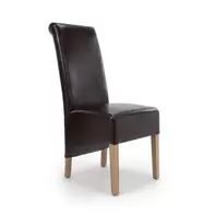 2 x Krista Roll Back Bonded Leather Brown Dining Chairs offers at £250 in Beales