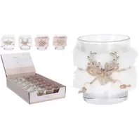 Glass Tealight Holder With Faux Fur 6cm - Available In 4 Designs offers at £1.99 in Beales