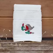 Christmas Robin Tea Towel - Cream - Tea Towel offers at £3.99 in Squires Garden Centres