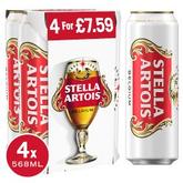 Stella Artois Belgium Premium Lager Beer 4 x 568ml offers at £7.59 in Bestway