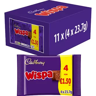 Cadbury Wispa Chocolate Bar 4 Pack Multipack £1.50 PMP 94.8g offers at £1.5 in Bestway