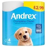 Andrex Complete Clean Toilet Tissues 4 Rolls PMP £2.99 offers at £2.99 in Bestway