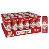 Cruzcampo Sevilla Lager Beer 4.4% ABV Can 4x568ml Pint PMP £7.00 offers at £7 in Bestway