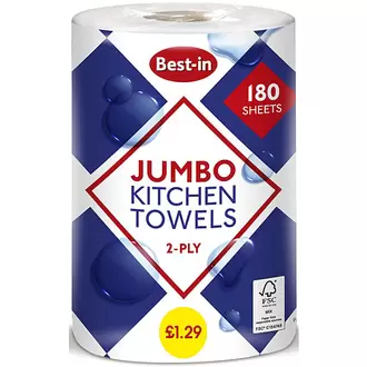 Bestin Jumbo Kitchen Towel 2ply White PM £1.29 offers at £1.29 in Bestway