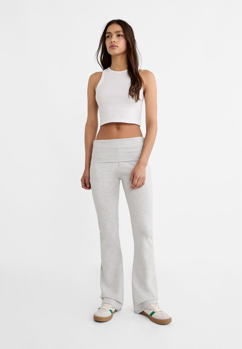 Flared leggings with fold over waist offers at £19.99 in Stradivarius