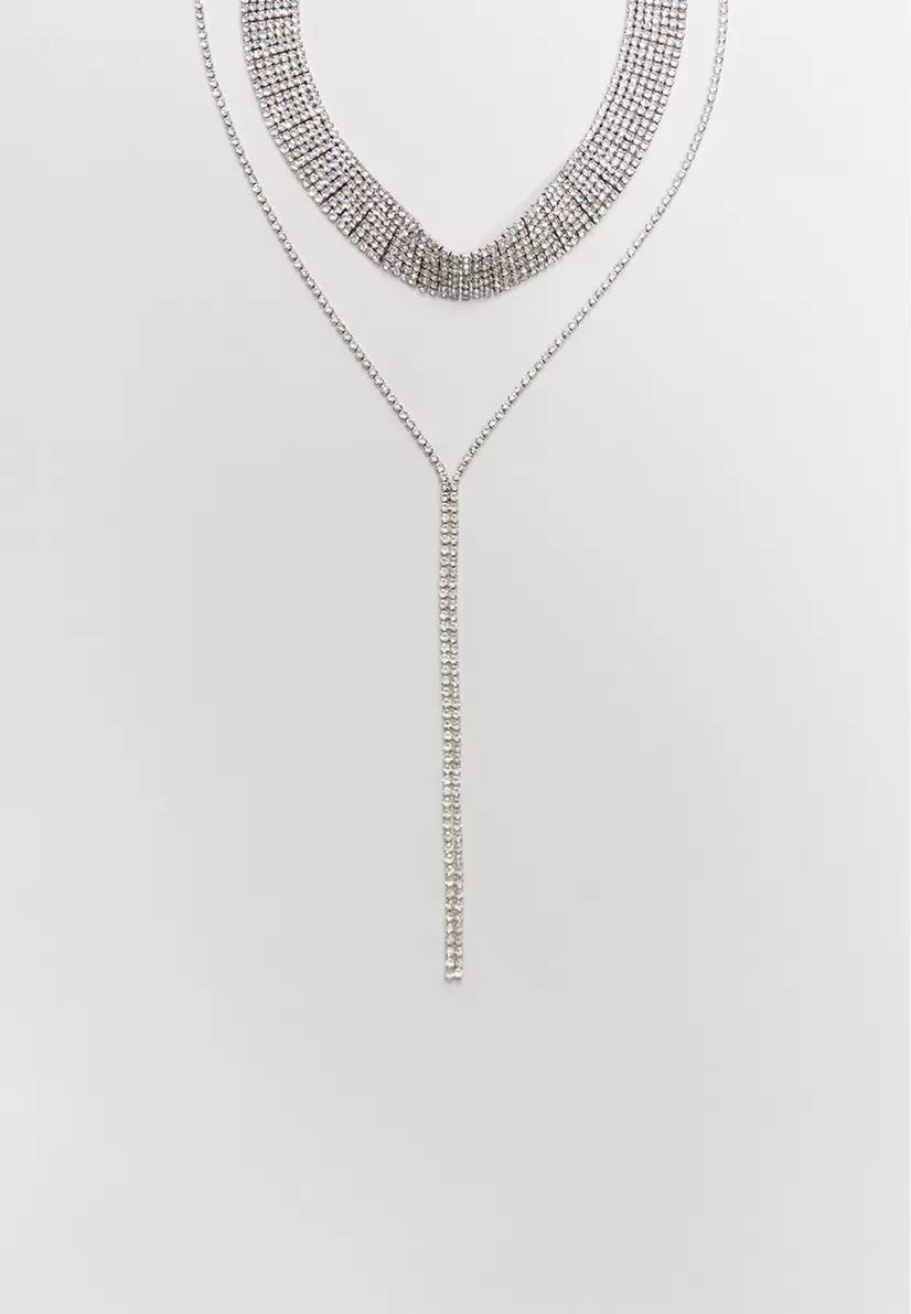 Set of 2 rhinestone lariat necklaces offers at £12.99 in Stradivarius